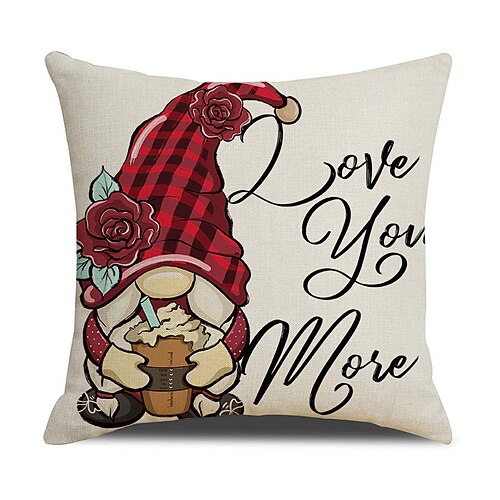 Valentinstag-Kissenbezug für Paare, romantisches Geschenk für Verliebte, Leinenkissen mit Cartoon-Motiven, Sofakissen fürs Wohnzimmer, dekorative Kissenbezüge Image