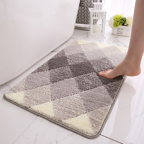 Badezimmermatte, flauschiger Bodenteppich mit Farbverlauf, saugfähig, rutschfest, einladende Fußmatte für Badezimmer, Toilette, Eingangsbereich Image
