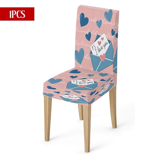 Valentinstag-Stuhlhusse aus Stretchmaterial, schwarz-weiß kariert, mit Herz- und Schleifenmotiv, waschbar, für Esszimmer, Küche, Wohnzimmer, Restaurant oder andere Winterdekoration, 1/4/6 Stück Image