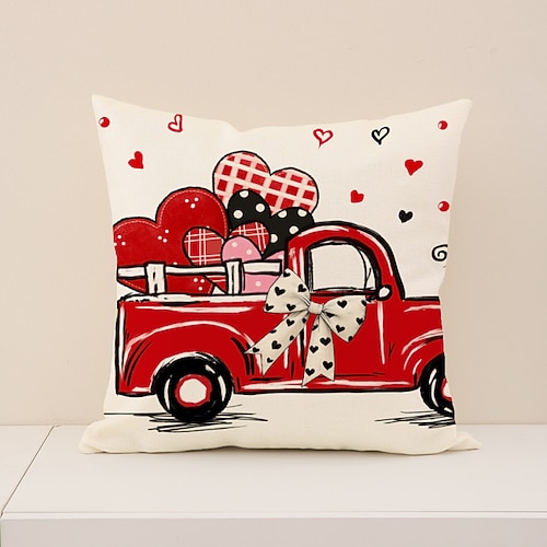 Herzförmiger Kissenbezug zum Valentinstag, Dekokissen mit dem Schriftzug „Love", romantisches Kissen für Paare, perfekt für Sofa, Schlafzimmer, Wohnzimmer, Valentinstagsdeko Image