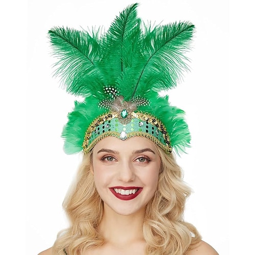 Brasilianisch Stirnband Feder Erwachsene Damen Halloween Karneval Party Maskerade Karneval von Venedig Einfache Halloween-Kostüme Verkleiden Image
