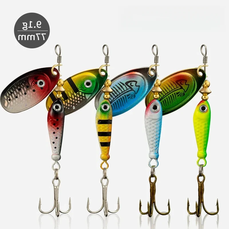 Angelköder, 9 g, rotierender, löffelförmiger Metallköder, Drillingshaken, harter Köder, bionischer Fischköder, Barsch- und Mandarinenfische, spezielle Tötung Image