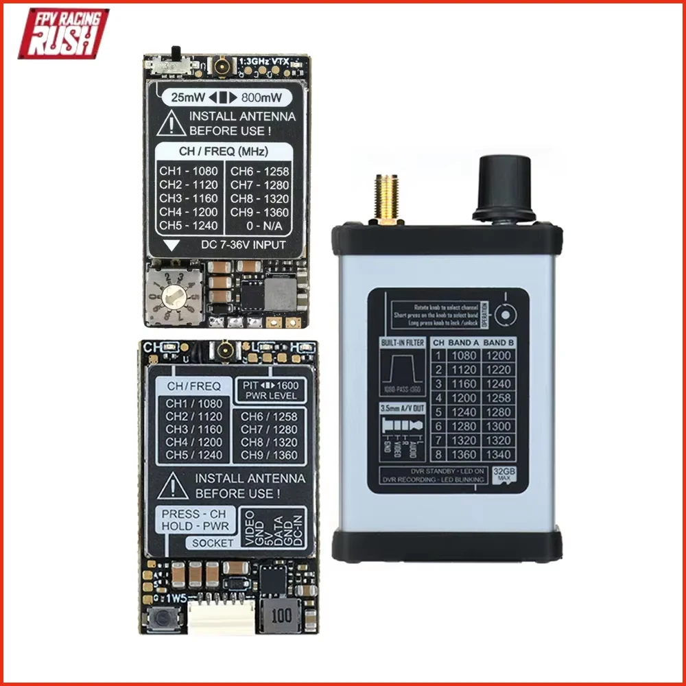 Rushfpv Rush fpv 1,2G/1,3G 800mW/1,6W 8CH Videosender FPV VTX, 1,2G/1,3G VRX Image