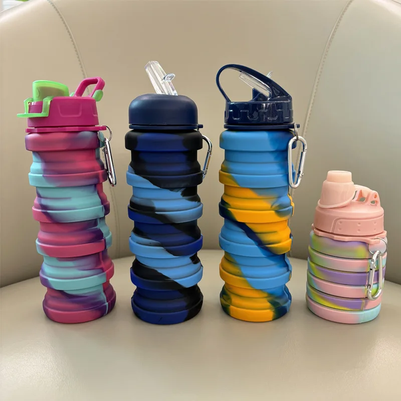 Outdoor Sport Lebensmittelqualität Silikon Klapp Wasser Tasse Teleskop Tasse Camouflage Farbe Wasser Flasche Tragbare Silikon Klapp Tasse Image