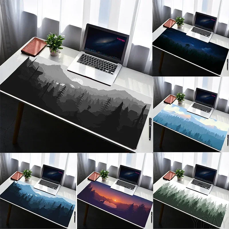 Hazy Forest Series Theme Mountain Visueller Effekt, genähte Kante, Handgelenkstütze, rutschfestes Gaming-Mauspad für Laptops, Schreibtischunterlage Image