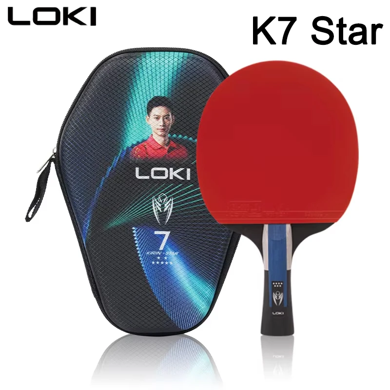 LOKI KIRIN K7 Tischtennisschläger, vorgefertigter Tischtennisschläger aus Kohlefaser mit RXTON 3-Pips-in-Tischtennisgummi, ITTF-zugelassen Image