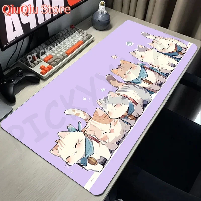 Süße Katze Familie 80x30cm XXL Lock Edge Mousepads Großes Gaming Mousepad Tastaturmatten Mauspad Beast Schreibtischunterlage als Geschenk Mauspads Image