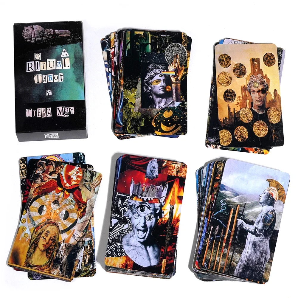 Neueste rituelle Tarot 78 Karten intuitive alte Renaissance Kunst antike Tarot jungian Collage Stil Tarot Deck namen los von Tier Image