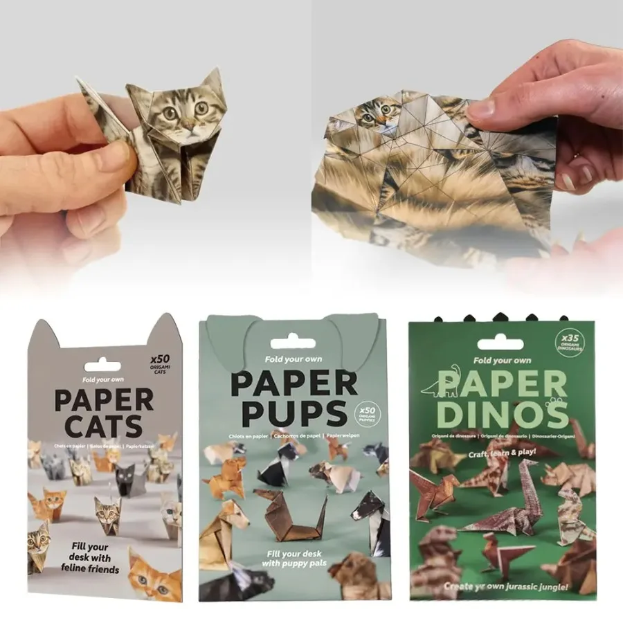 Créatif bricolage papier chats 50 feuilles bricolage Origami papier à la main bricolage papier chat chien dinosaure amusant Art artisanat pliant Animal pliant ensemble