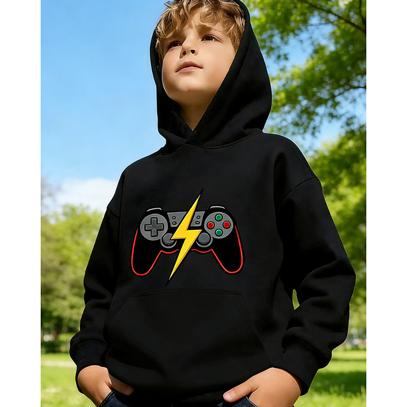 Unisex 3D Graphic Game Hoodie Pullover Long Sleeve 3D Print Spring Fall Sports Fashion Streetwear Kids 4-12 Years Hooded Casual Daily Outdoor Regular Fit