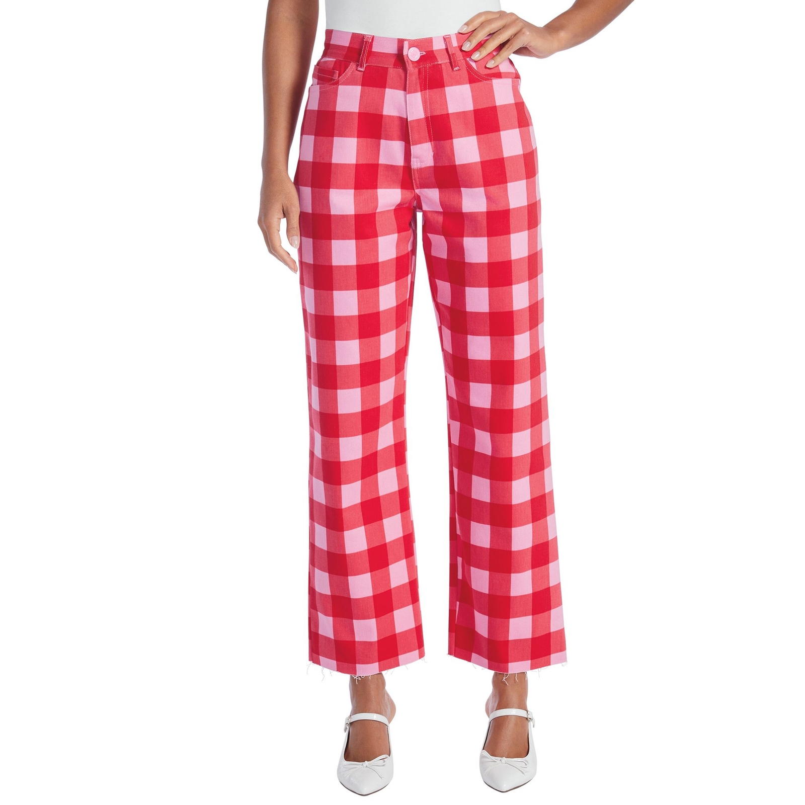 Masseys High-Rise Relaxed Ankle Jean (Size 24W) Red, Cotton,Elastine