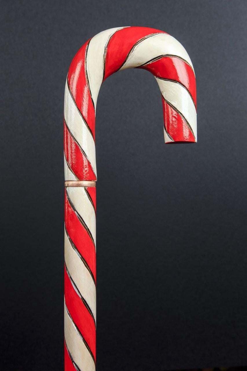 Bastoncino di zucchero, bastone di legno fatto a mano, bastone da passeggio, bastone elegante, bastone unico, bastone da collezione, bastone personali