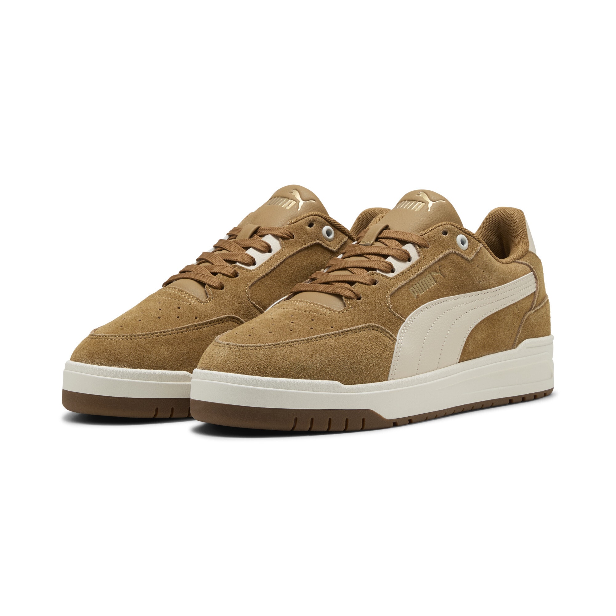 Sneaker PUMA "Shuffle Downtown Sneakers Erwachsene", Damen, Gr. 44, coffee milk alpine snow beige weiß, Obermaterial: Textil, Synthetik, Kuhleder; Futter: Textil; Innensohle: Textil; Laufsohle: Gummi, Schuhe Sneaker