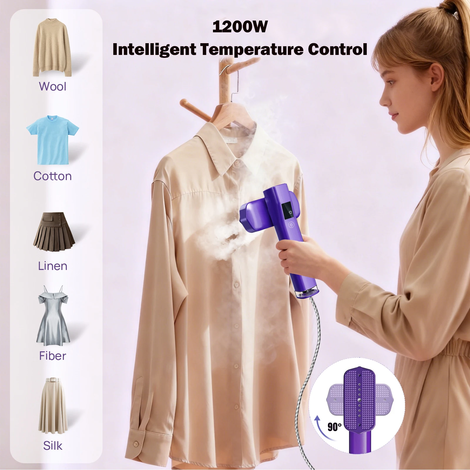 Défroisseur vapeur pour vêtements 1200W, nettoyeur à vapeur en fer, 4 Modes, affichage LED, chauffage rapide 15s, pour le repassage des vêtements, Machine à repasser humide et sec