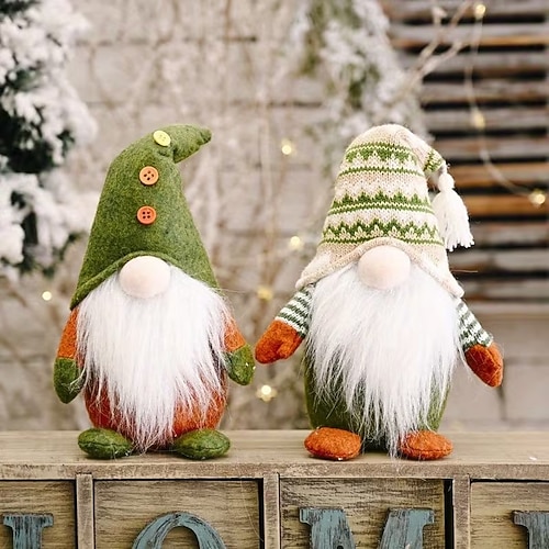 Confezione da 2 bambole gnomo fatte a mano per San Patrizio, decorazione elfo natalizio, peluche gnomo nordico, decorazione per vetrina della casa delle feste