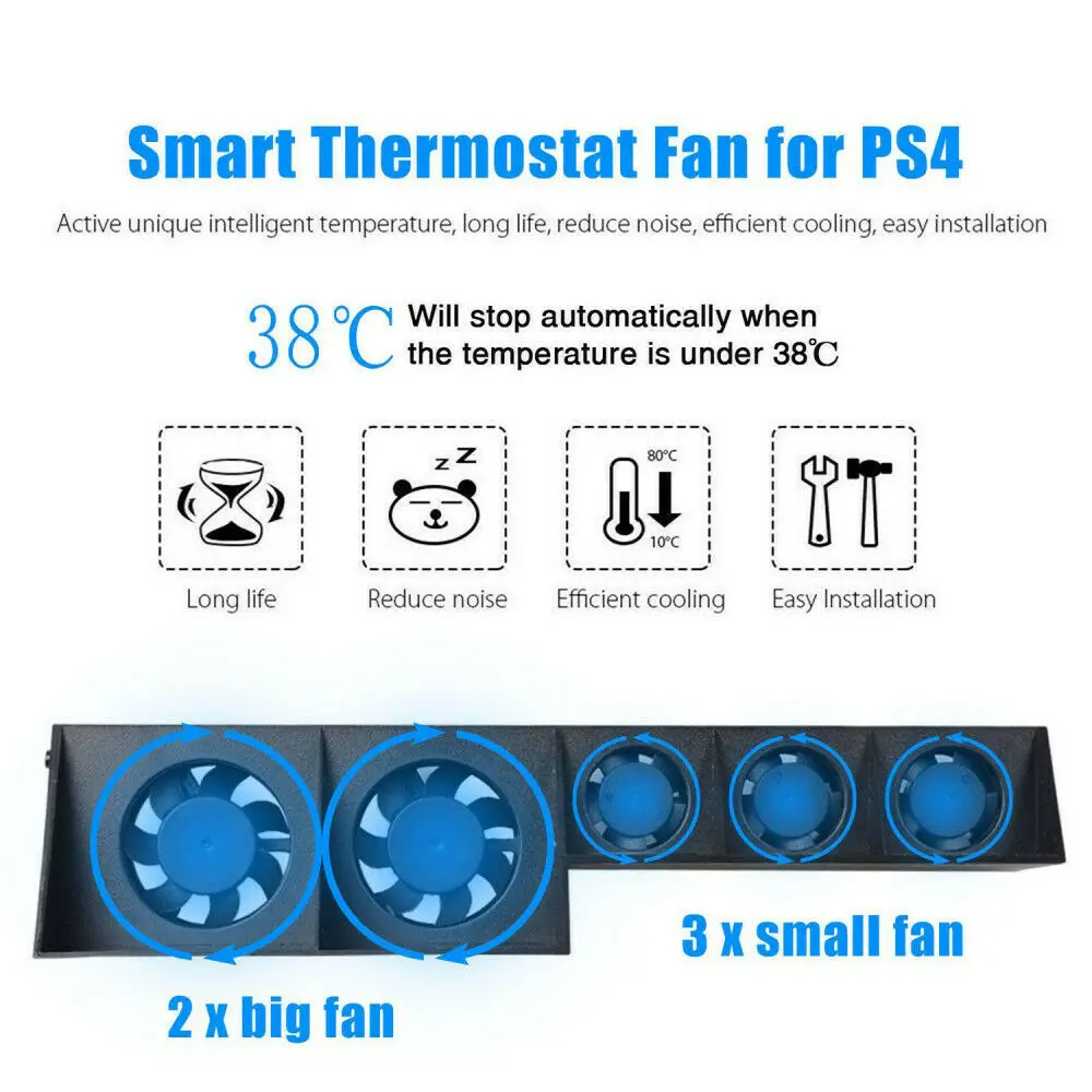 Cooler For Sony PS4 Pro Slim Playstation Play Station PS 4 DC 5V Cooling Fan Game Console Refrigerator USB Ventilator Exhaust