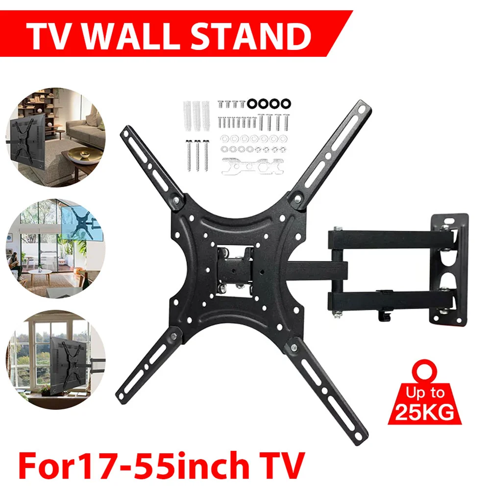 Universelle verstellbare TV-Halterungen, Wandhalterung, drehbarer Halter, TV-Halterungen für 17–55 Zoll LCD-LED-Ständer, Monitor, Flachbildschirm