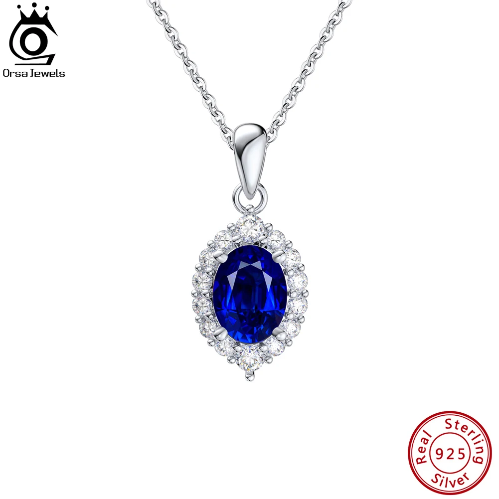 ORSA JEWELS creato collana con ciondolo in argento Sterling con zaffiro ciondolo a goccia alla moda da donna regalo di gioielli per l'anniversario LZN06
