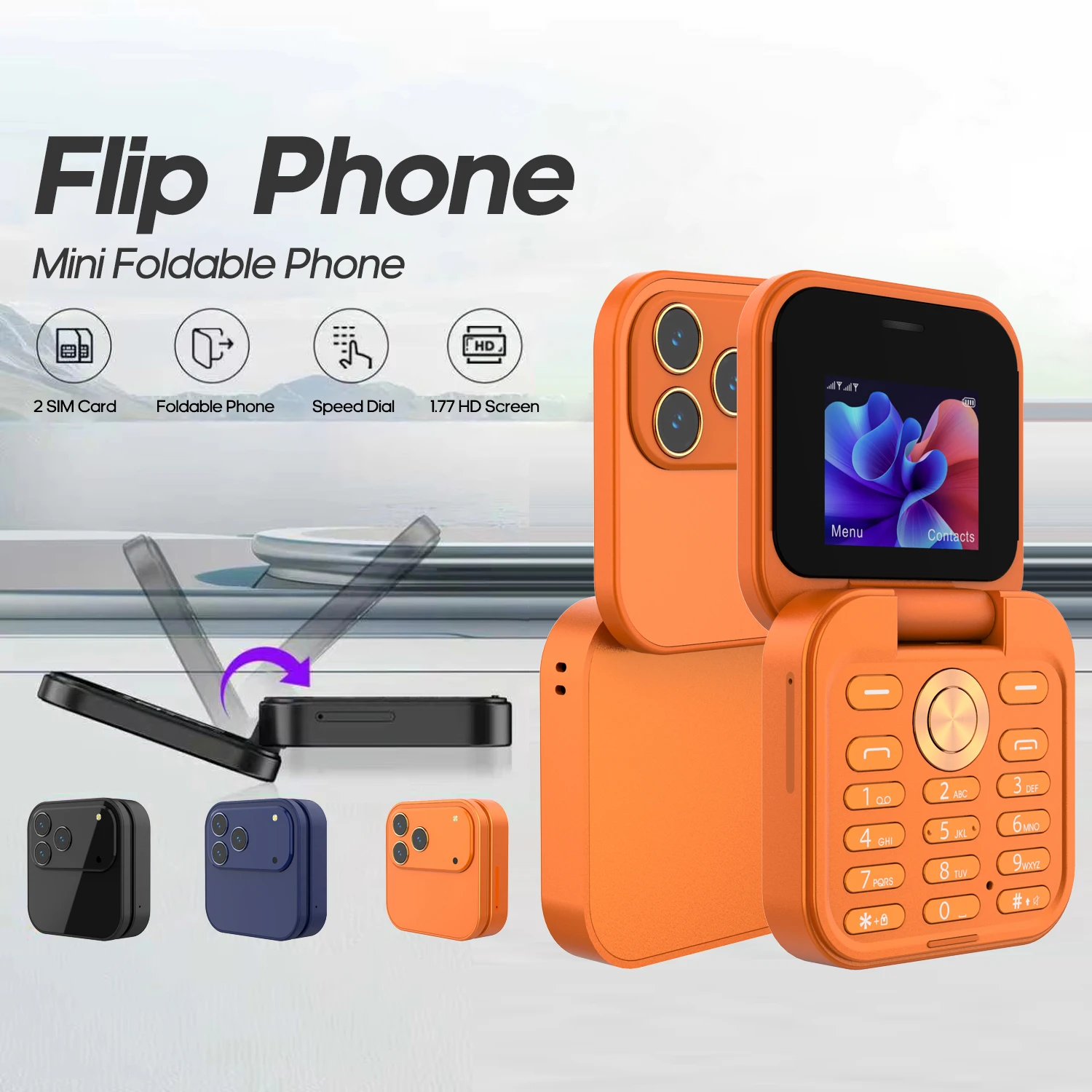 FUFFI-S24 Pro,Folding Mini Phone,Luminous phone, 2.4-inch, 2G network, dual SIM, supports phone holder, FM radio, Feature phones