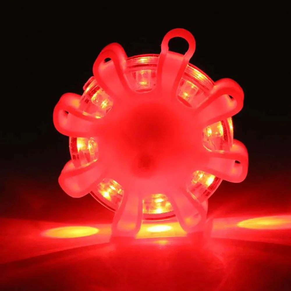 8 LED Flares Luci di emergenza Faro di sicurezza stradale Disco lampeggiante Kit svasato di avvertimento con lampeggiatore magnetico di avvertimento stradale