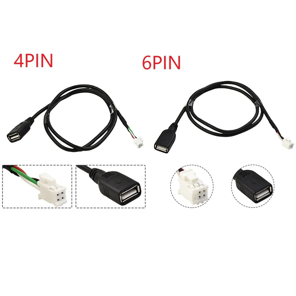 Adattatore cavo prolunga adattatore cavo USB per auto 2 pezzi 4 pin 6 pin per accessori auto stereo per autoradio nero