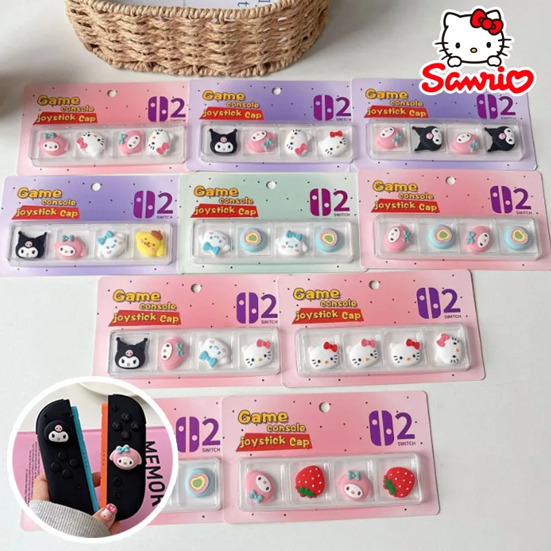 Sanrio Hello Kitty Joystick-Griffe, niedlich für Nintend Switch 2, JoyCon Controller, Kawaii Cartoon, Gummi-Daumengriff, Schutzhülle
