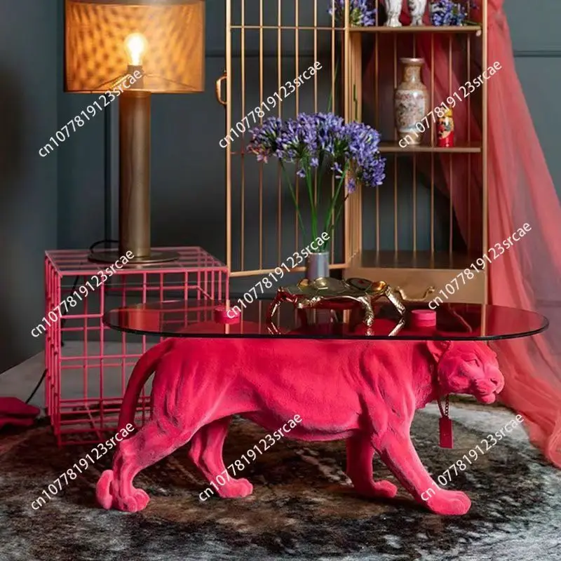 Luxuriöse Leoparden-Couchtische, Möbel, Wohnzimmer, zentraler TV-Sofa-Beistelltisch, kreatives Design, große Bodendekoration, Skulptur