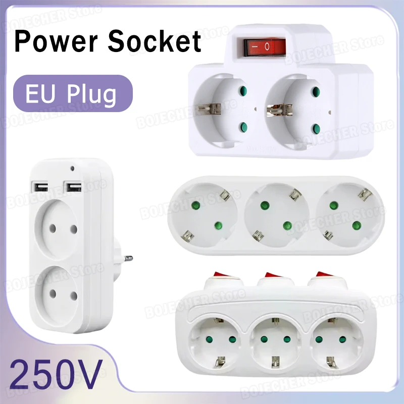 250 V EU Steckdose 1 Bis 3 Steckdosen Universal Steckdose Adapter Für Europäischen Stecker EU Stecker Konverter Reise Hause erweiterte Steckdosen Image