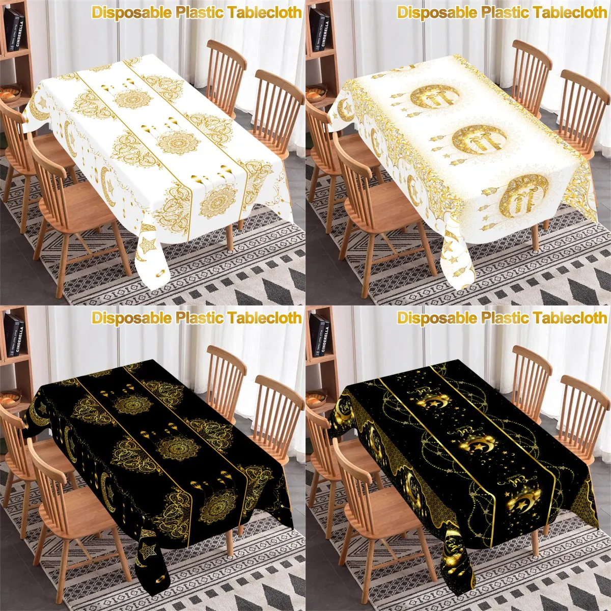 Eid Ramadan Kunststoff Einweg-Tischdecke Ramadan Dekoration 2026 für Zuhause Islamische Muslimische Party Dekor Ramadan Geschirr Liefert Image