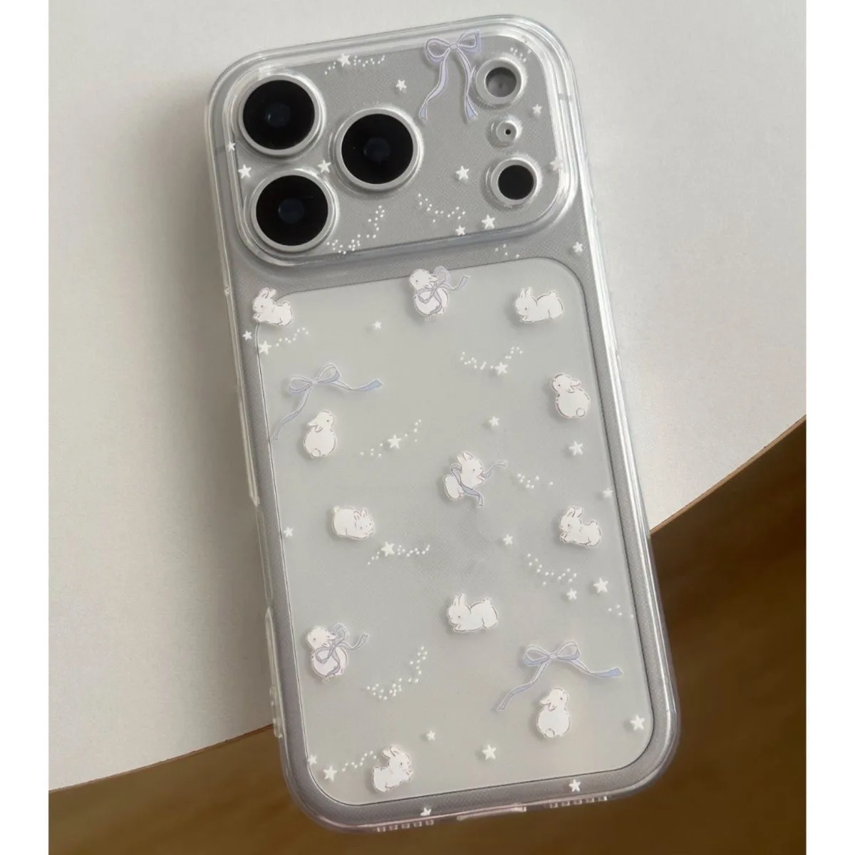 Luxuriöser süßer kleiner weißer Hase, transparenter weicher Schutzhülle für iPhone 11, 12, 13, 14, 15 Plus, 16, Air 17 Pro Max 7 8 Plus XR X Coque Image