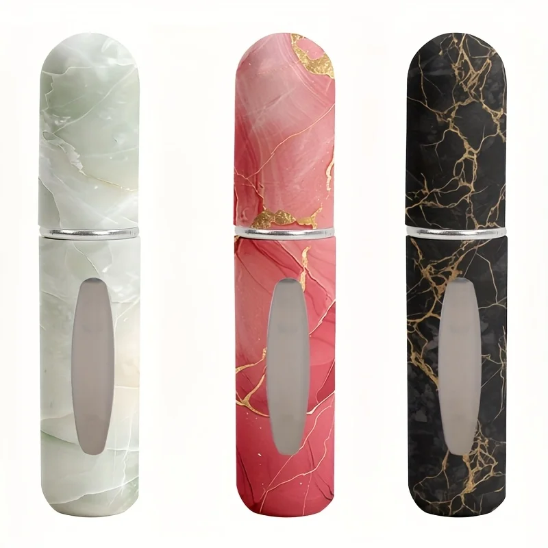 3 Stück nachfüllbare Parfüm-Sprühflasche im Marmor-Design – tragbares Mini-Reisespray für Essentialoilsandpersonalcare, auslaufsicher, wiederverwendbar Image