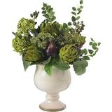 Nearly Natural Artichoke and Hydrangea Artificial Flower Arrangement Green