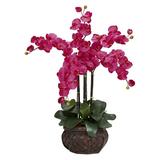 Nearly Natural 31 Phalaenopsis Artificial Flower Arrangement With Decorative Vase