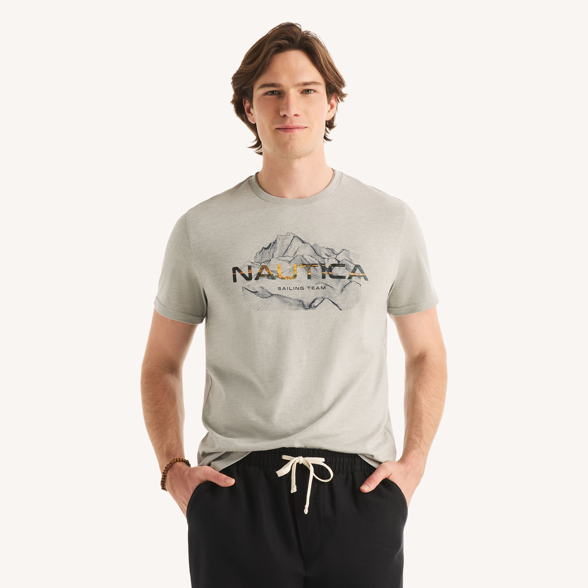 Nautica Men's Foil Logo Graphic T-Shirt 060 (Grey Heather), L