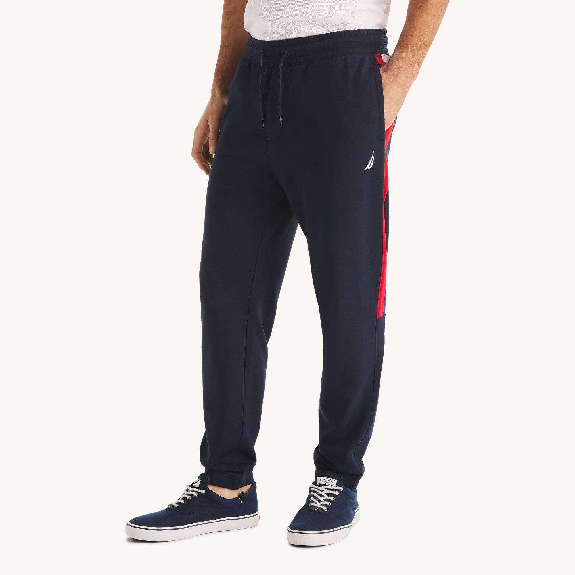 Nautica Men's Colorblock Fleece Jogger 482 (Stellar Blue Heather), S