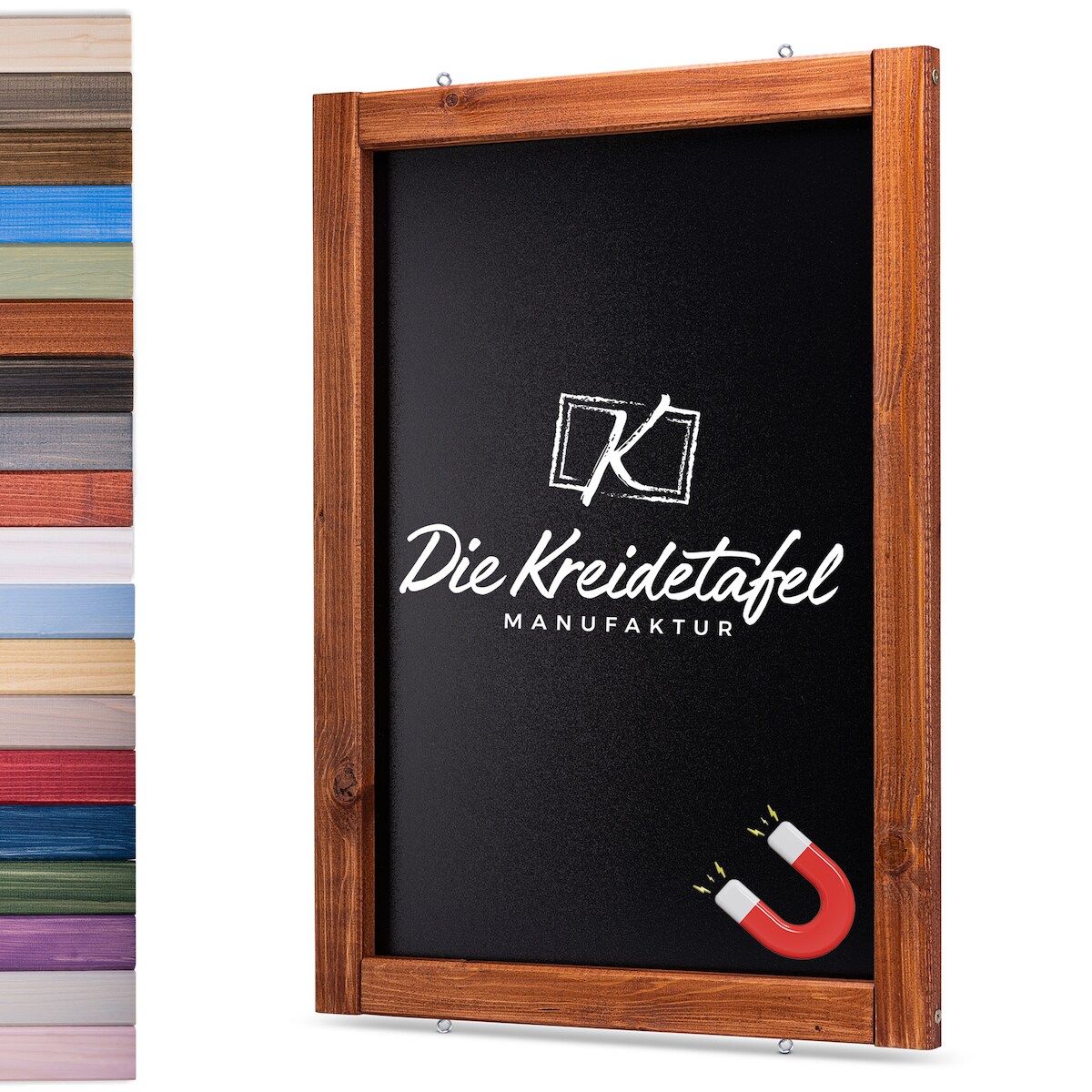 Die Kreidetafel Manufaktur Magnetische Kreidetafel - Magnettafel mit Holzrahmen / Teak 40x60cm Image