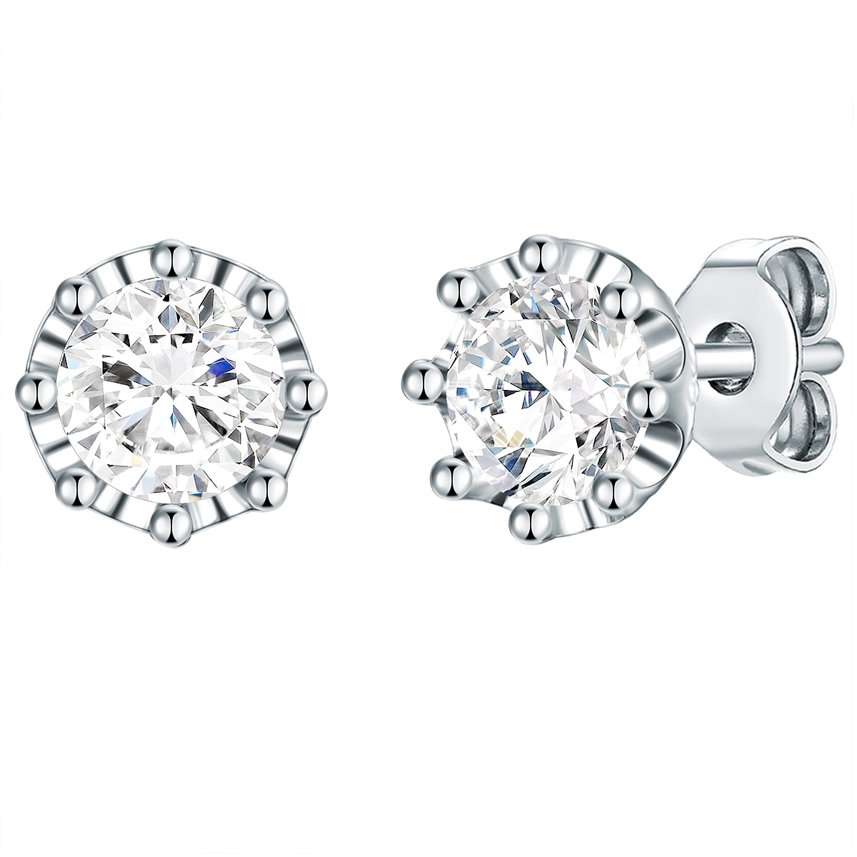 Paar Ohrstecker LULU & JANE "Set: AV180", silber, weiß, Ohrringe, Damen, 7,7,mit Steinen, Messing, verziert mit Kristallen von Swarovski