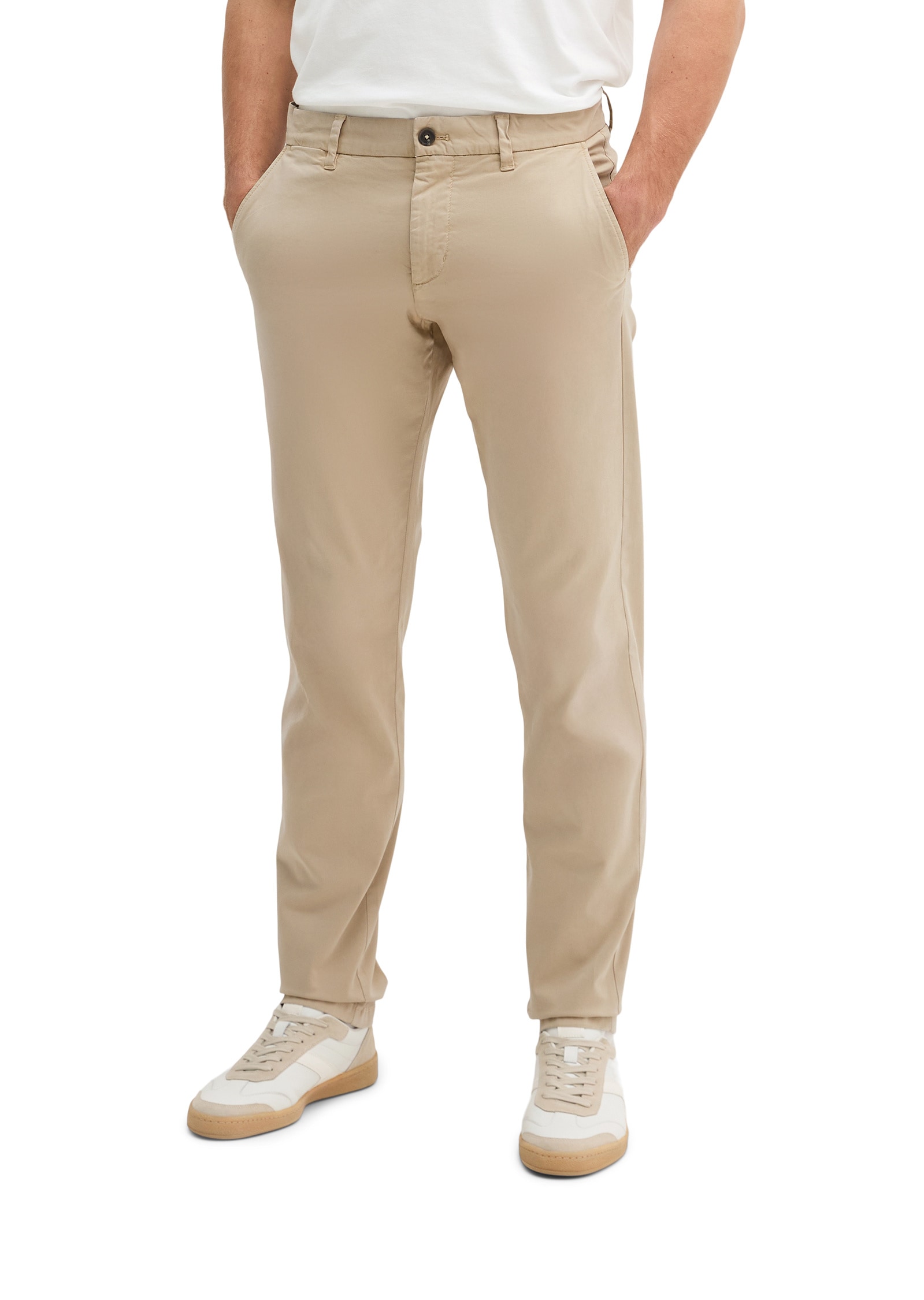 Chinohose MARC O'POLO "aus Bio-Baumwoll-Mix", Damen, Gr. 36, Länge 30, pure cashmere, Obermaterial: 97% Baumwolle, 3% Elasthan, unifarben, gerade, unten schmal normal, Hosen Chinohose