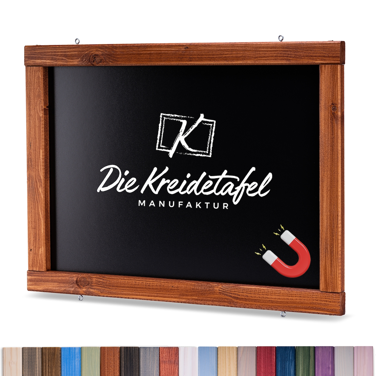 Die Kreidetafel Manufaktur Magnetische Kreidetafel - Magnettafel mit Holzrahmen / Teak 120x60cm Image