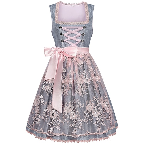 Oktoberfest Robe Femme de ménage Bavarois Prairies Femmes Soirée Fête de la Bière Tissu de style traditionnel Sans chemisier