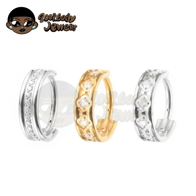 F136 Titan Piercing Nasenring Tragus Conch Knorpel Piercing Pflaumenblüte 16G Form 5A Zirkon Clicker Ring Körperschmuck Image