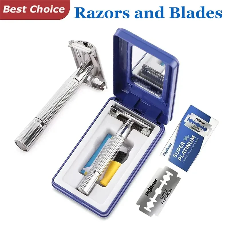 Doppelschneidiger Bartrasierer für Herren – traditioneller klassischer Sicherheitsrasierer für Friseur-Styling-Zubehör, Haarpflegeset Image