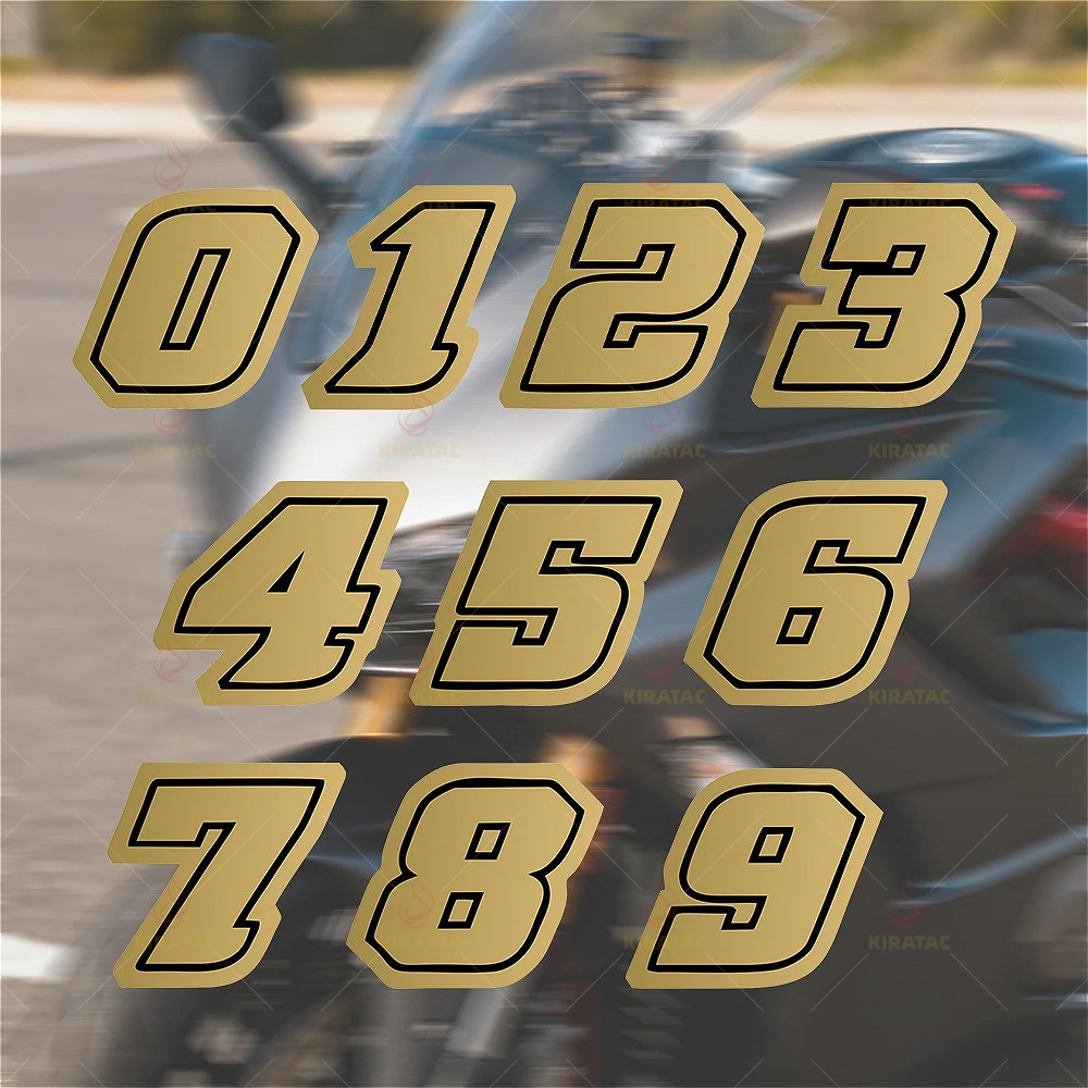 Autocollants numéro de moto dorés, 1 pièce, imperméables, pour réservoir de carburant, carénage, casque, portes de voiture, carrosserie de Scooter, autocollants en vinyle