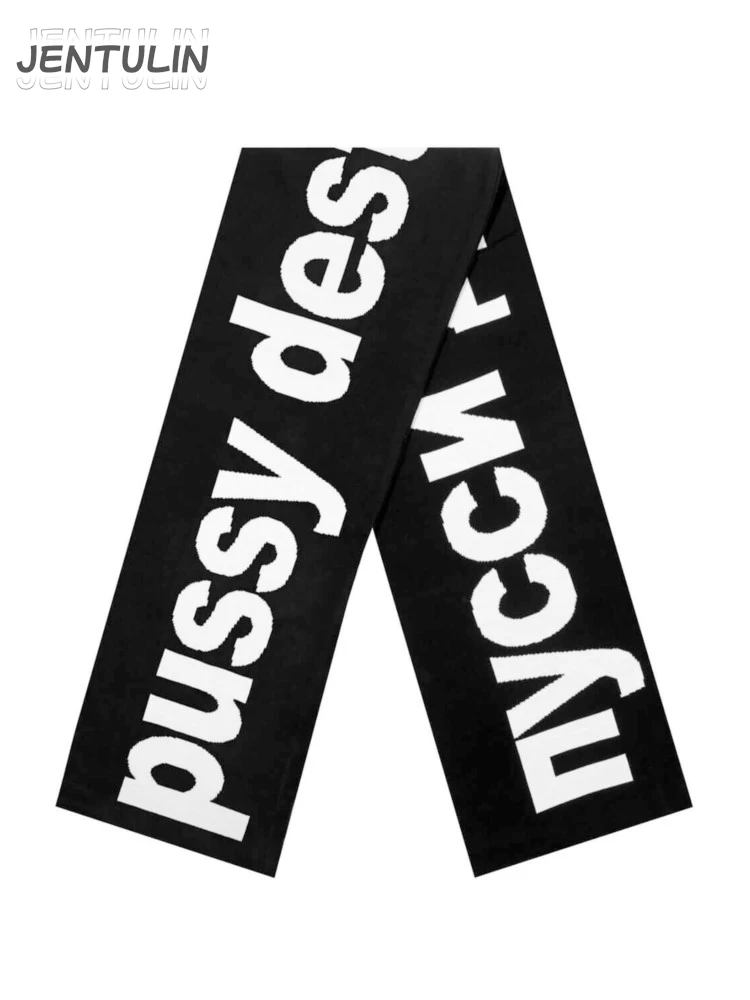 Männer Schal Winter Y2k Streetwear Gestrickte muschi destroyer Goth Schal Schals Koreanische Harajuku Hip Hop Punk Warme Unisex Zubehör