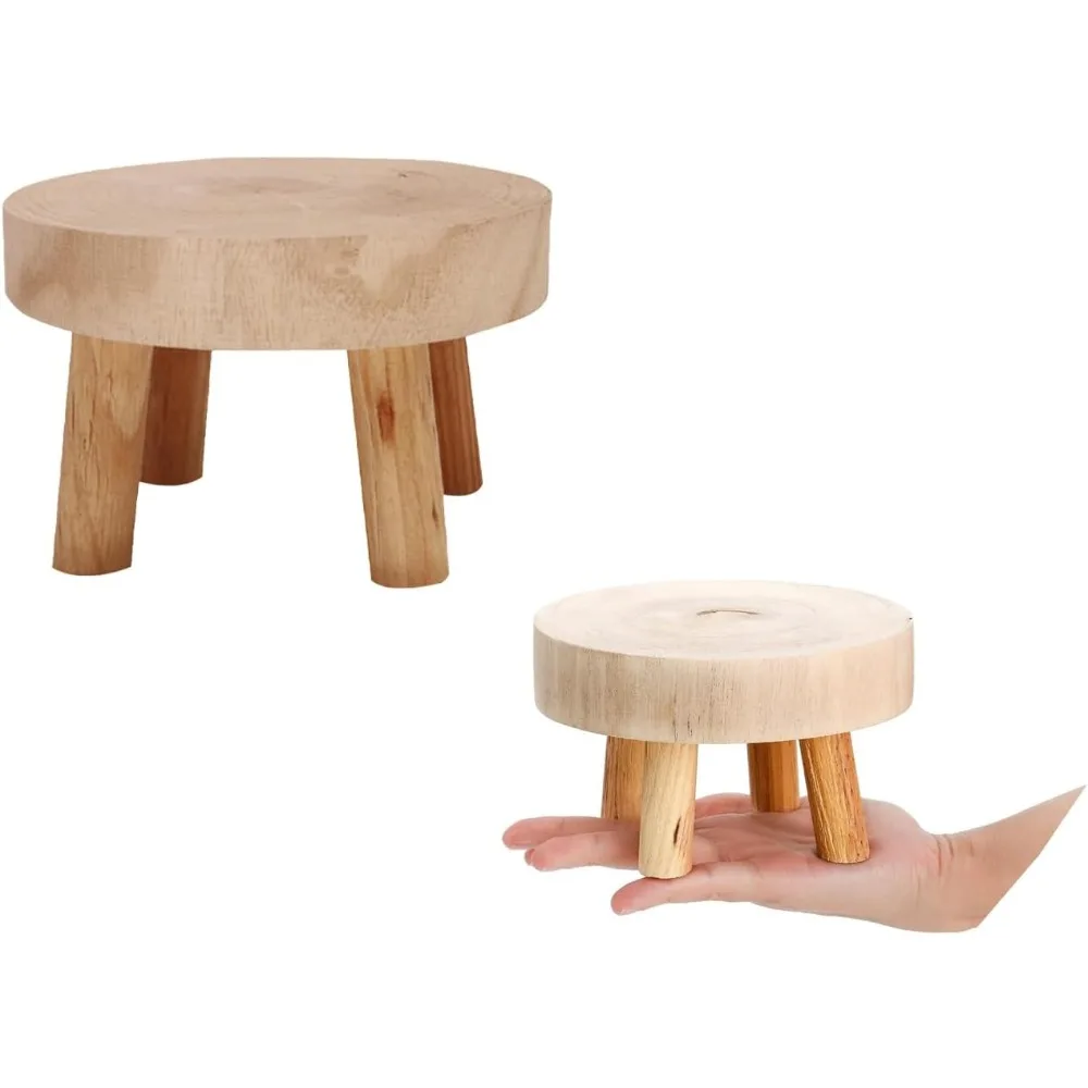 Blumentopfhalter aus massivem Holz, runde Bank, Pflanze, Sukkulenten, Blumentopf, Basis, Ausstellungsständer, Hocker, Hausgarten, Terrasse, Dekoration Image