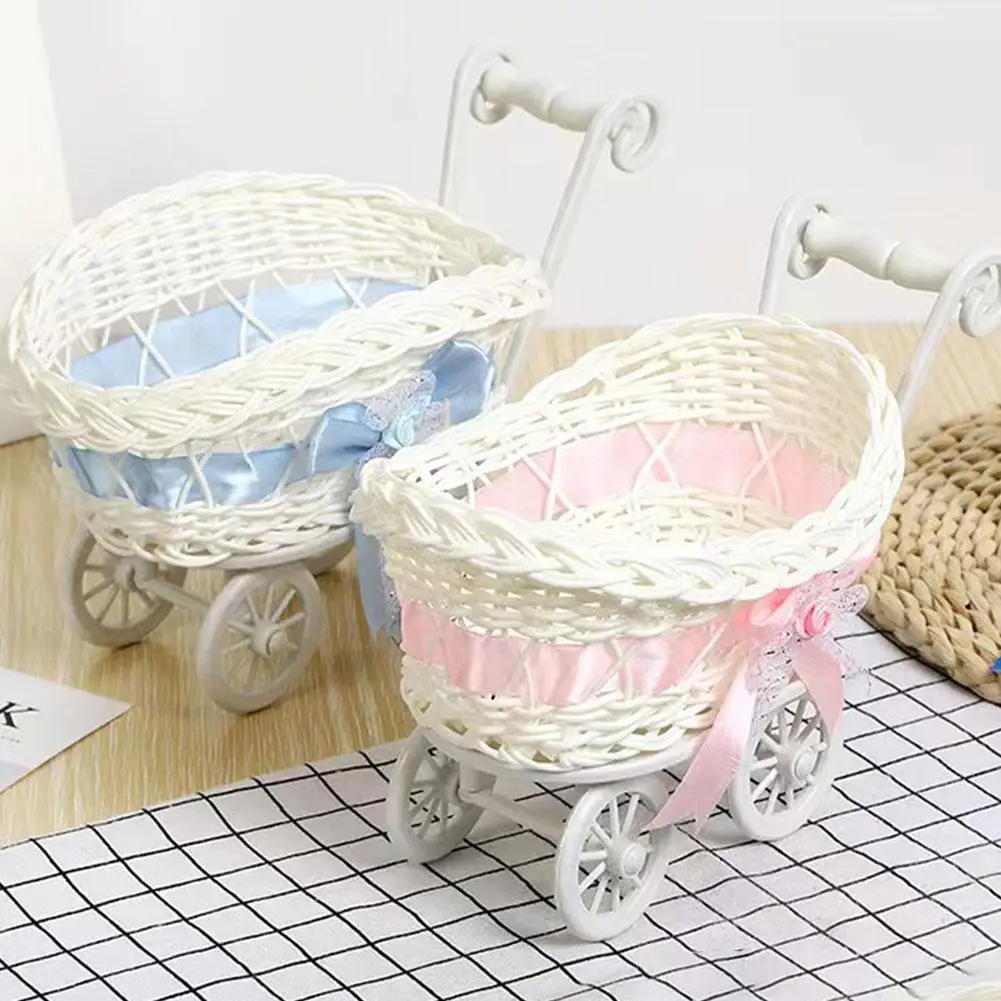 Puppe Kleiner Blumenkorb Trolley Spielzeug Korb Puppenwagen Kinderwagen Gewebte Dekorationen Verzierung Korb Hochzeitsgeschenk Warenkorb Dekor Fall
