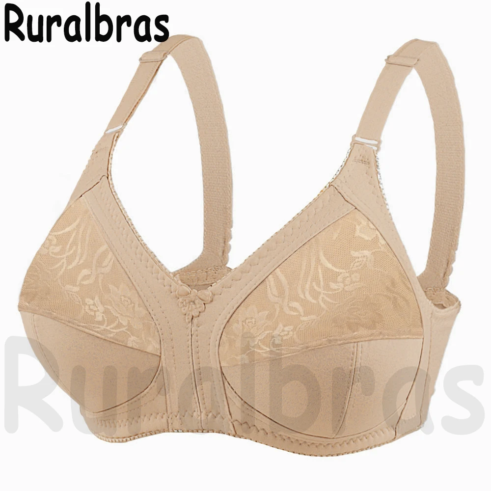 Ruralbras Solide wome baumwolle Bh push-up Full Coverage Wireless Bhs Minimizer Top Plus Größe 115F 110E 105E 100D 95E 90D 85E 80D Image