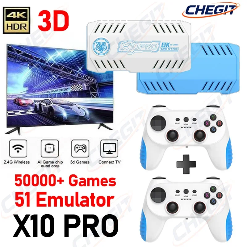 X10pro 128 GB 50000+Games With 50+ Emulators Classic Video Game Console Gaming Stick 4K HD Wireless Controller