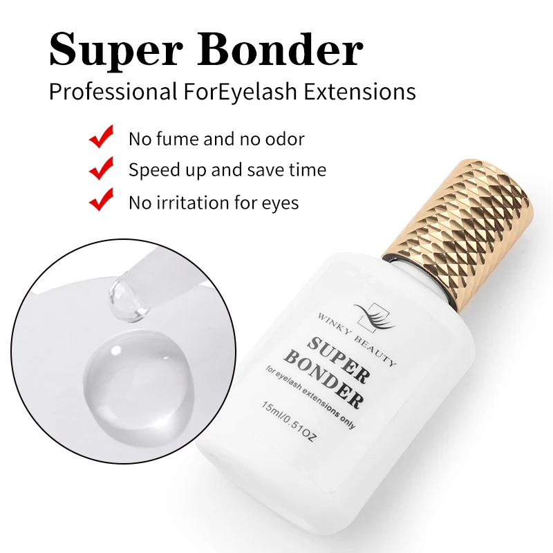 Winky Beauty 15 ml Lashes Super Bonder Fixiermittel für Wimpernverlängerungen, Wimpernprimer für Kleber, selbstklebend, hilft schnell trockenmittel Image