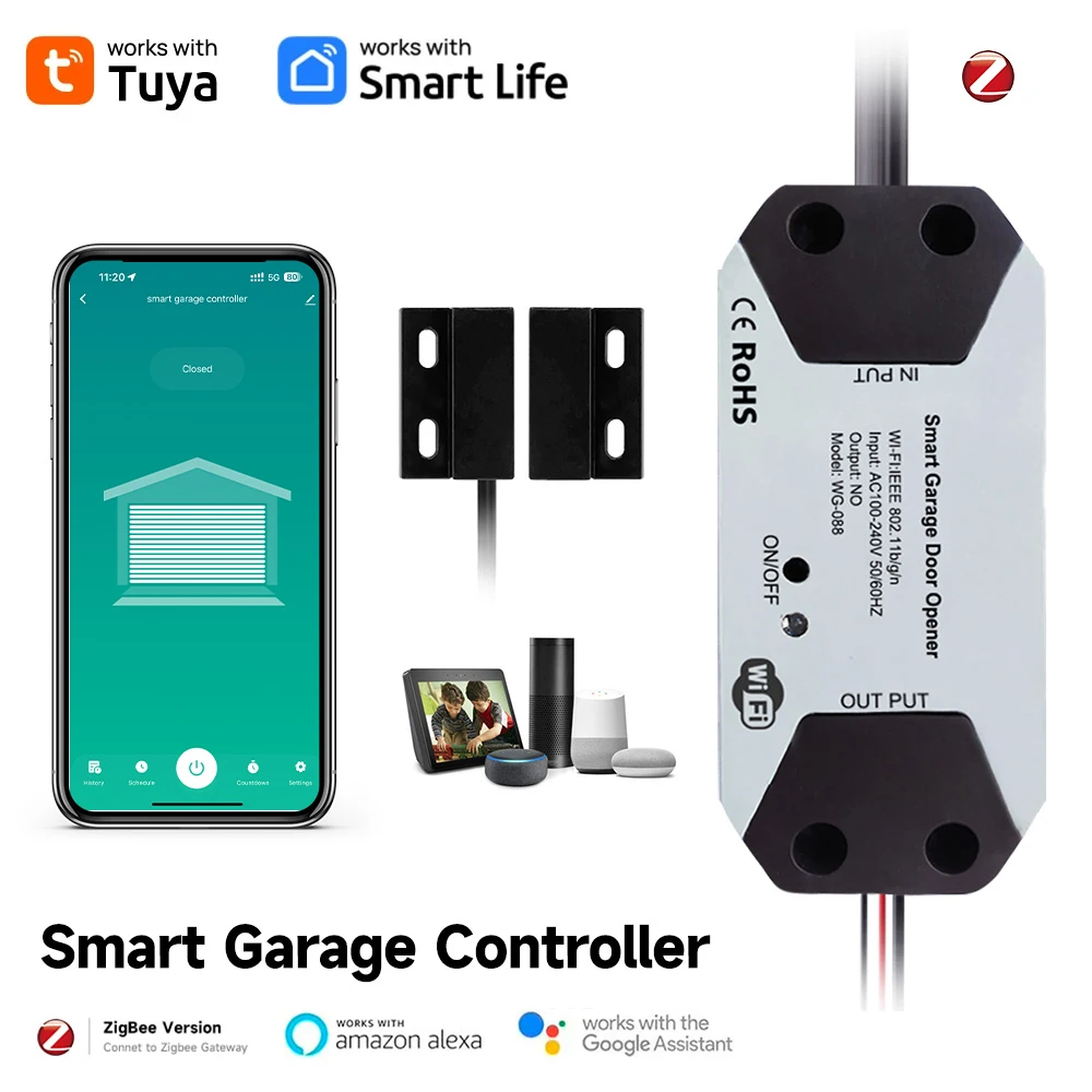 Tuya Garagentor-Controller, Türöffner, automatisch, Zigbee Smart Home, Arbeit mit Alexa, Google, Sprachsteuerung, App-Fernbedienung Image